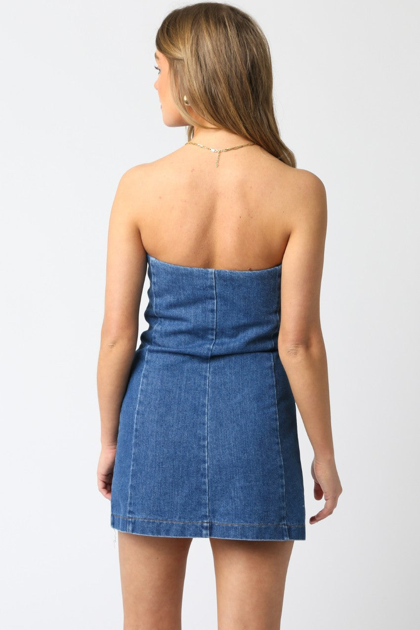 Button Front Denim Mini