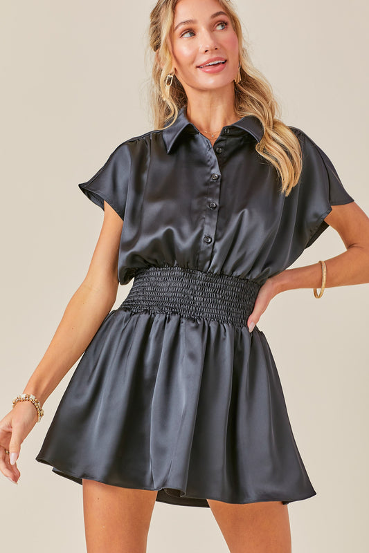 Satin Button Down Dress