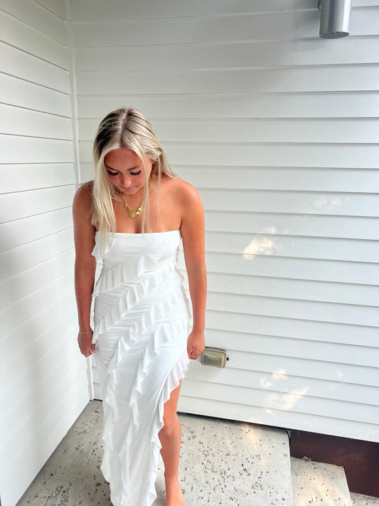 White Maxi Ruffle Dress