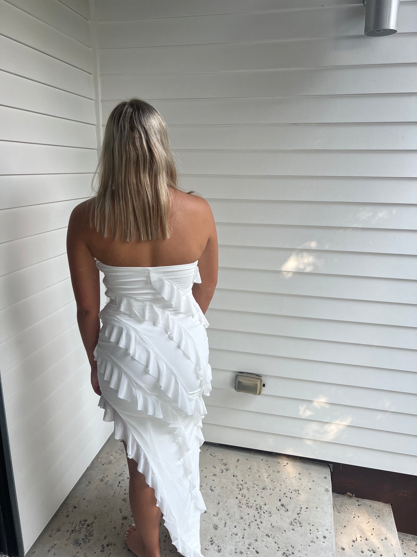 White Maxi Ruffle Dress